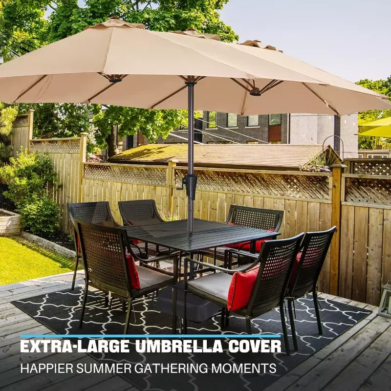 Уличный зонт для террасы, пляжный зонт 13 футов, уличный зонт для внутреннего дворика, двусторонние зонтики для бассейна с устойчивым к выцветанию навесом, задний двор