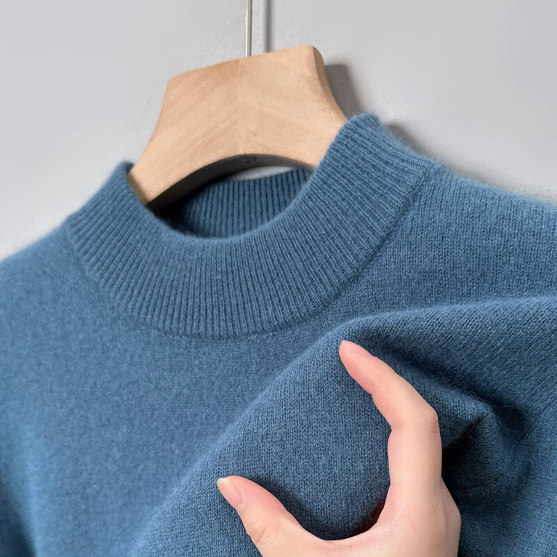 Pull en laine à col roulé pour hommes, pulls en cachemire chaud, tour intérieur, tricots décontractés, nouvelle mode, document solide, hiver