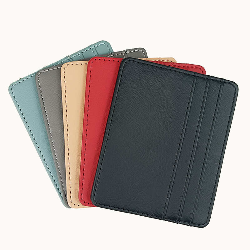 Minimalist Wallet Business Bank Credit ID Card Holder for Men Women Purse Ultra Thin Mini Money Case PU Leather Card Cover Pouch