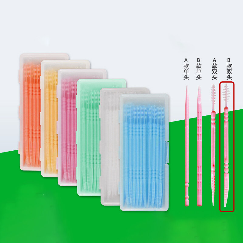 Venda quente palitos de dentes dupla-cabeça interdental escovas dental floss picareta dentes palitos higiene oral cuidados