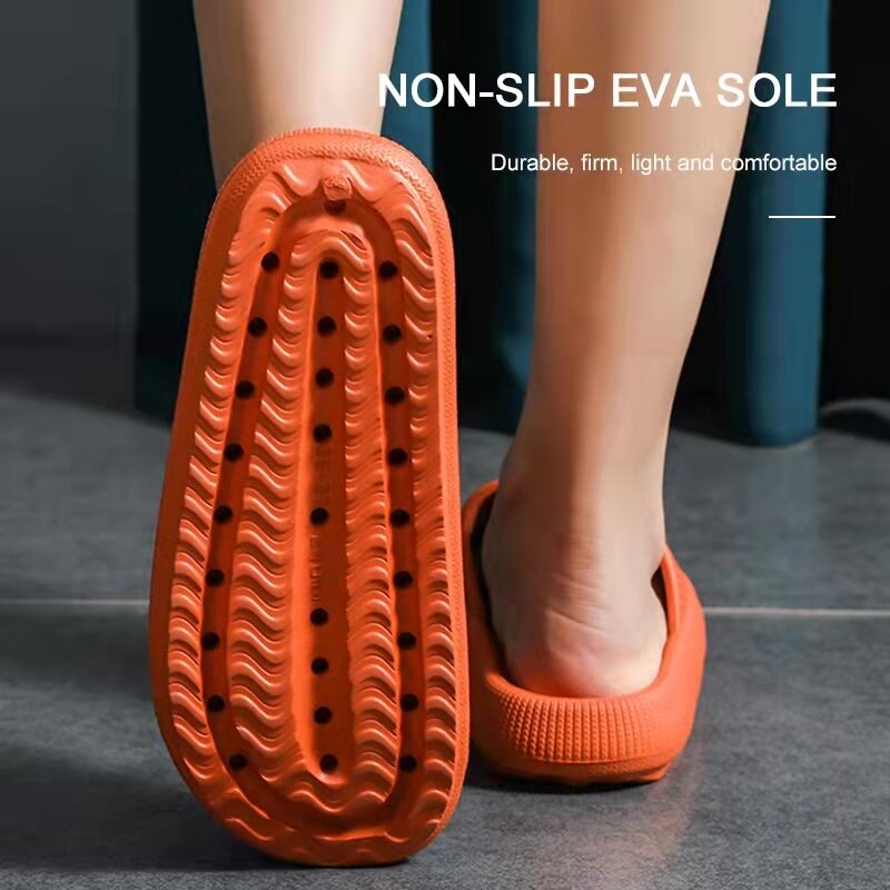 Cloud Cushion Slides sandal lembut pria wanita, sandal musim panas Platform tebal untuk kamar mandi rumah dalam ruangan Anti selip