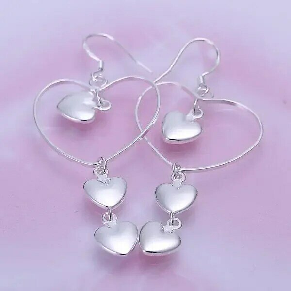 Hot 925 Sterling Silver romantic love heart orecchini per le donne fashion charms party wedding Jewelry regali di festa