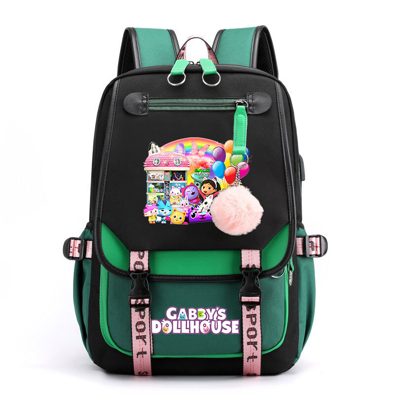 Gabby's Races House Cartoon Printing Backpack for Children, Outdoor Travel Bag, Teen Student School Bag for Children
