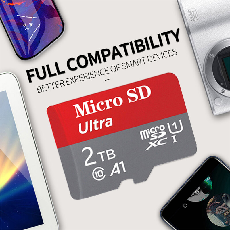 Kartu SD Mikro Kecepatan Tinggi 2TB 100% Kapasitas Nyata Kartu Memori Flash Mikro SD / TF 1TB untuk Ponsel/Komputer/Kamera Gratis Pengiriman