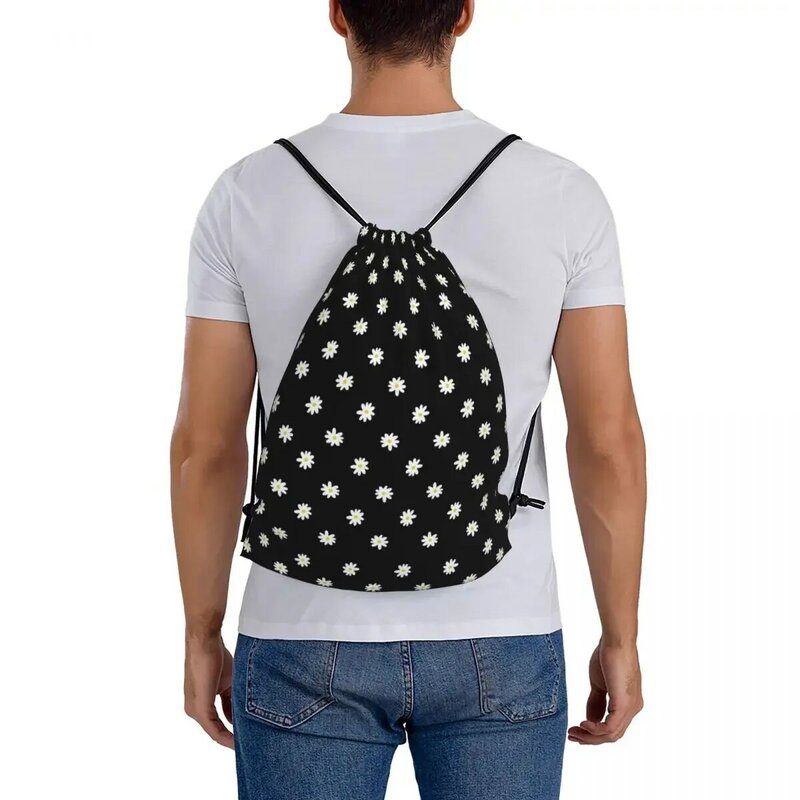Повседневные портативные рюкзаки с маргаритками, школьный ранец на шнурке для мужчин и женщин, сумка для мелочей с карманами