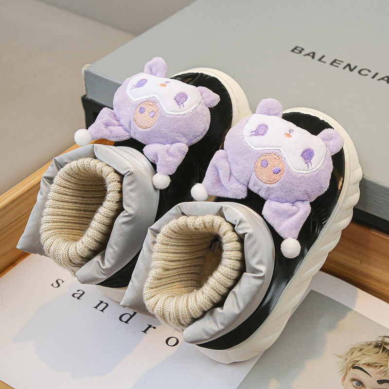 Sanrio Kuromi-zapatos de algodón para niños, calzado informal con suela gruesa a prueba de frío, figura de Anime, Otoño e Invierno