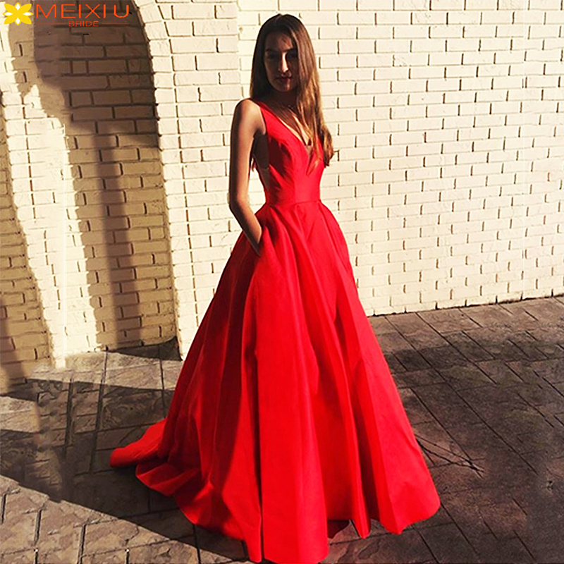 Женское атласное платье с V-образным вырезом, красное Элегантное Длинное Платье из атласной ткани, Привлекательное платье для фотосессии в ...