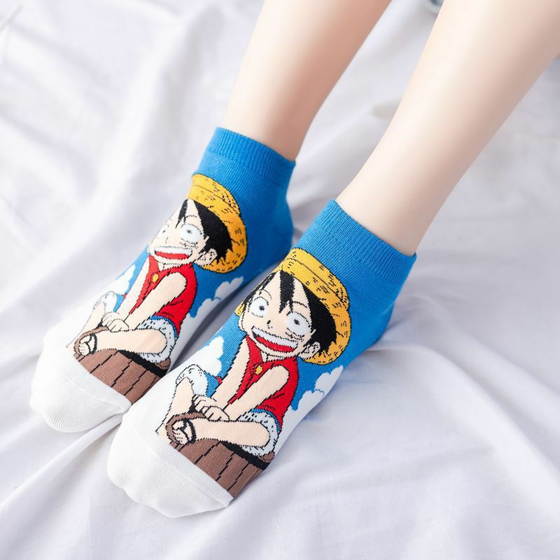Anime One Piece Luffy Chopper Short Socks Happy Women Students Cotton Sox Cartoon Colorful Thin Sock Creative Ladies Spring