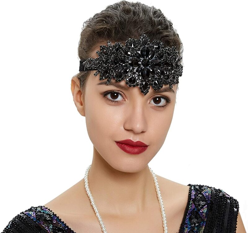 1920s Zubehör Stirnband Halskette Handschuhe Gatsby Vintage Haar Band Halloween Schmuck