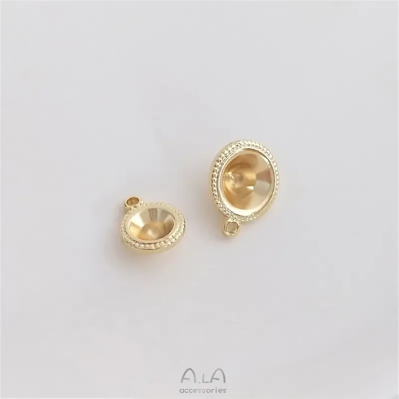 14 Karat vergoldete runde Spitze Perlen kappe Anhänger DIY klebrige Perle Diamant Tasse Perlen halter Zubehör Armband Ohrringe Anhänger c101