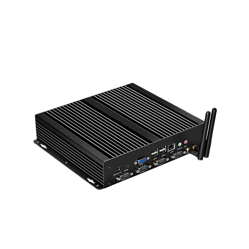 Mini PC Industrial sin ventilador Intel Celeron 1037U 4x COM RS232 DB9 8x USB HDMI VGA Gigabit LAN Windows XP/7/8/10 Linux IPC