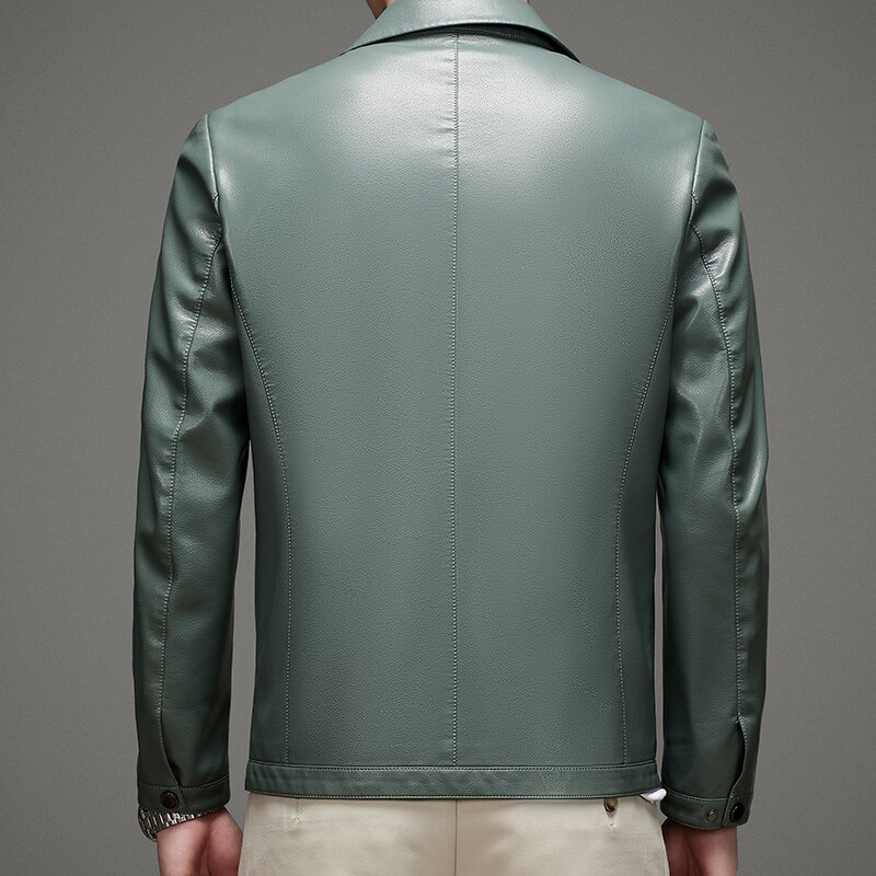 High-end novo terno de couro masculino moda casual lapela jaqueta de couro casaco masculino na primavera