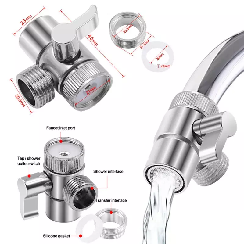 Zinc Alloy Switch Faucet Adapter Kitchen Sink Splitter Diverter Valve Water Tap Connector Toilet Bidet Shower Kichen Accessories