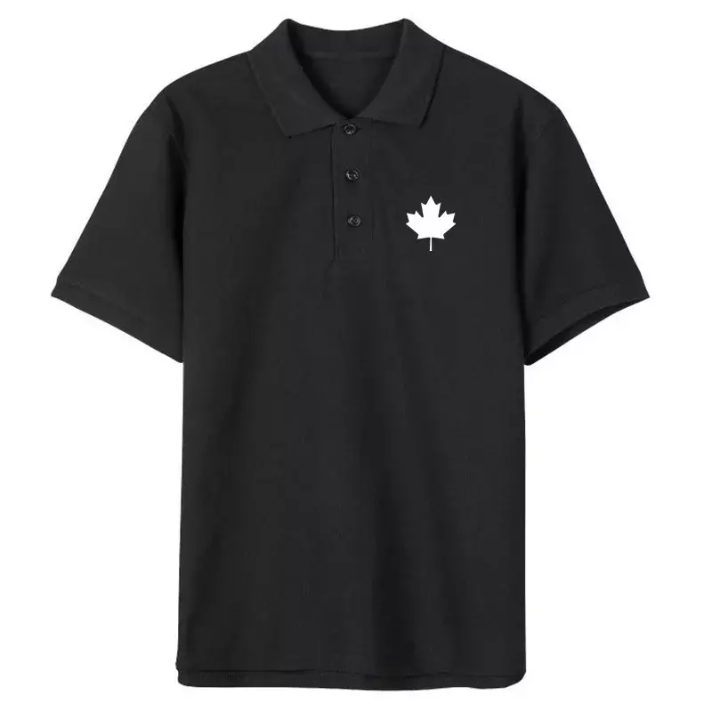 เสื้อโปโลผู้ชายแขนสั้นสำหรับผู้หญิงบุรุษลำลองแฟชั่นเสื้อคอตตอนใหม่2024ธงแคนาดาสำหรับฤดูร้อน
