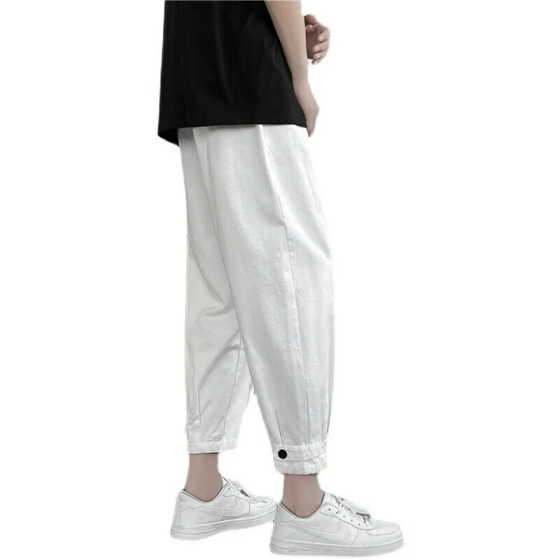 Calças largas masculinas de streetwear largo, hip hop, elástico na cintura, calças largas retas, monocromáticas, moda primavera, F122, 2022