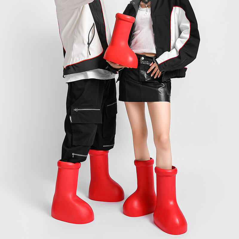 big Red Boot Fashion Astro Boy Fun Anime Cartoon Big Red Shoes Anti Slip Red Water Boots for Kids Mens Women