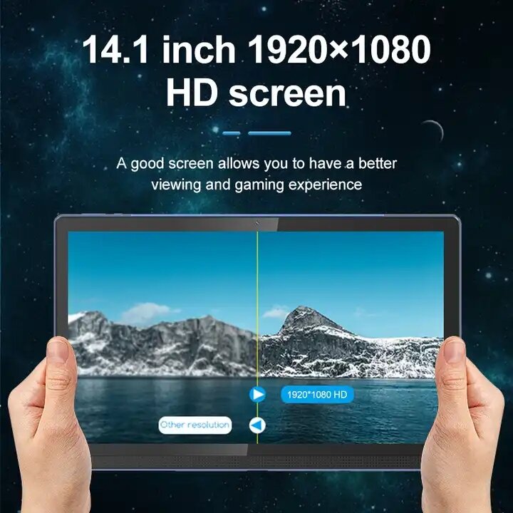 2023 najnowszy 14 cal 12GB RAM 256GB ROM Tablet z androidem 1920x1080 2k wyświetlacz duży ekran 8000mAh bateria Tablet Pc ołówek za darmo