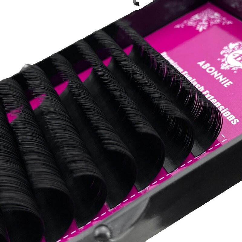 Abonnie Mink Hair Lashes Extension, preto fosco, cílios de seda fofos para maquiagem de beleza, B C D, 12 linhas