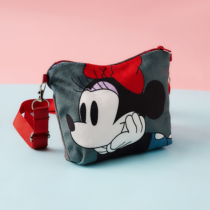 Disney-Bolso pequeño de felpa para niña pequeña, bolsa pequeña de dibujos animados de Minnie, princesa Aisha
