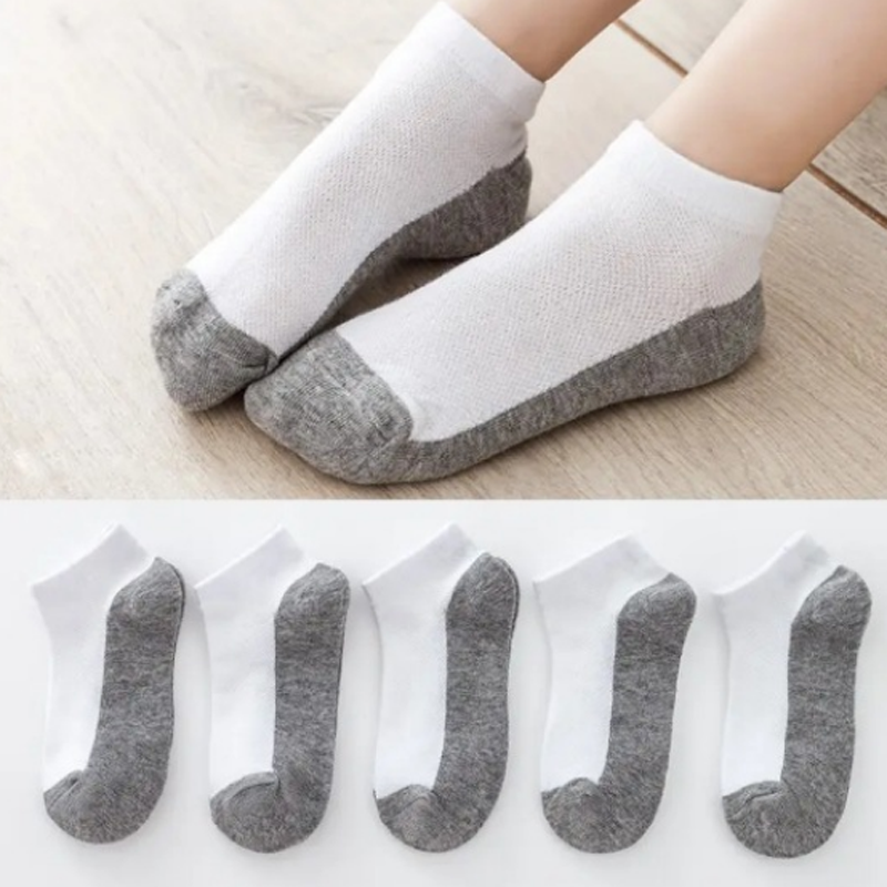 Lot de 5 paires de chaussettes d'été en maille fine pour enfant, garçon et fille