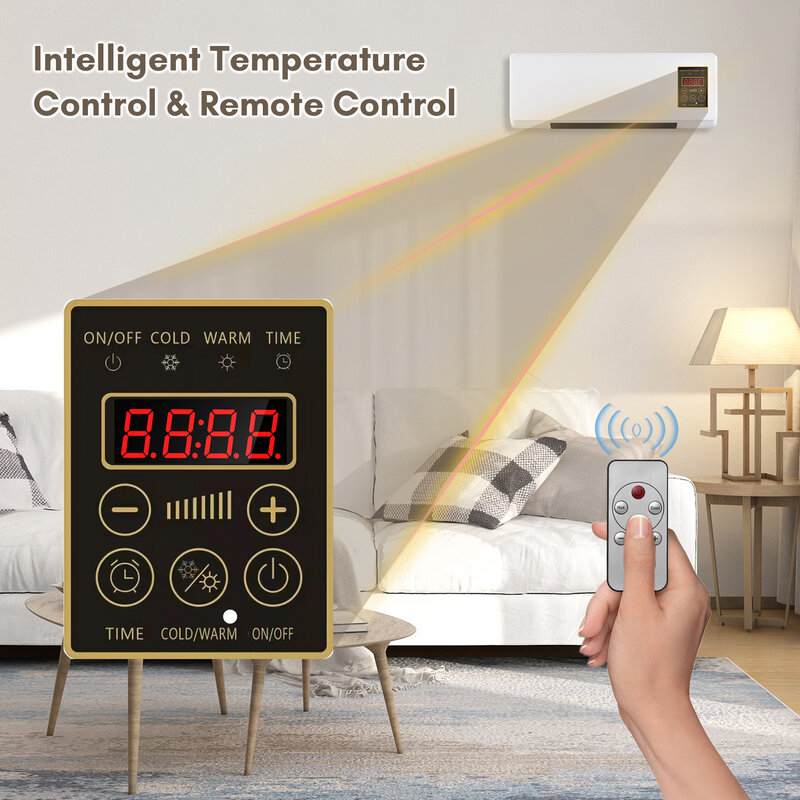 Dual Purpose Ar Condicionado, Aquecedor e Ventilador Combo, Desktop de parede, 2in 1, Fan Timing Function, Aquecimento e Frio, Frio, Quente