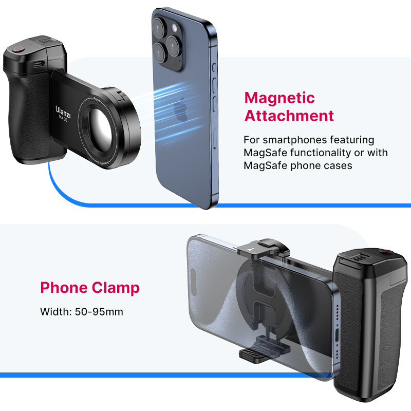 Ulanzi Ma35 Magsafe Bluetooth Shutter Smartphone Camera Handvat Grip Selfie Stablizer Verticale Horizontale Opname Voor Telefoon