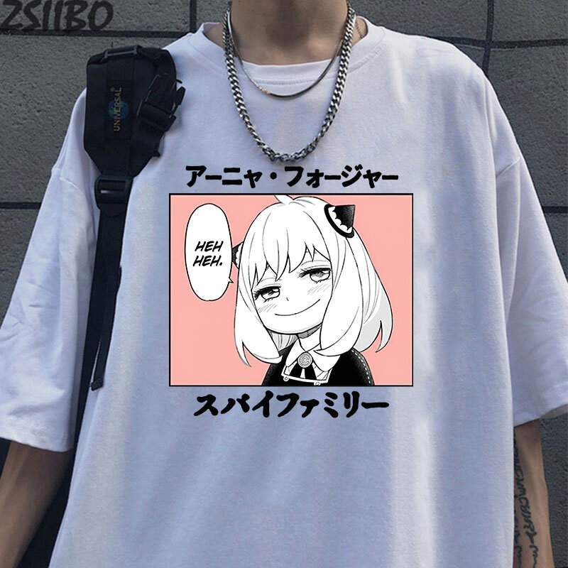 Dames Mode Grappig Anya Vervalser Print T-Shirt Zomer Unisex Losse Casual Plus Size Grafische T-Shirt Anime Shirt