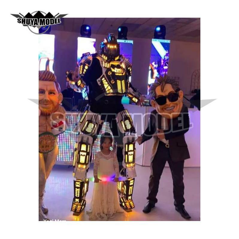 Zukunft führte Roboter Kostüm Pole Dance tragen Rave Kleidung Streifen LED Lichter Stelzen und Clowns spielen Kostüme
