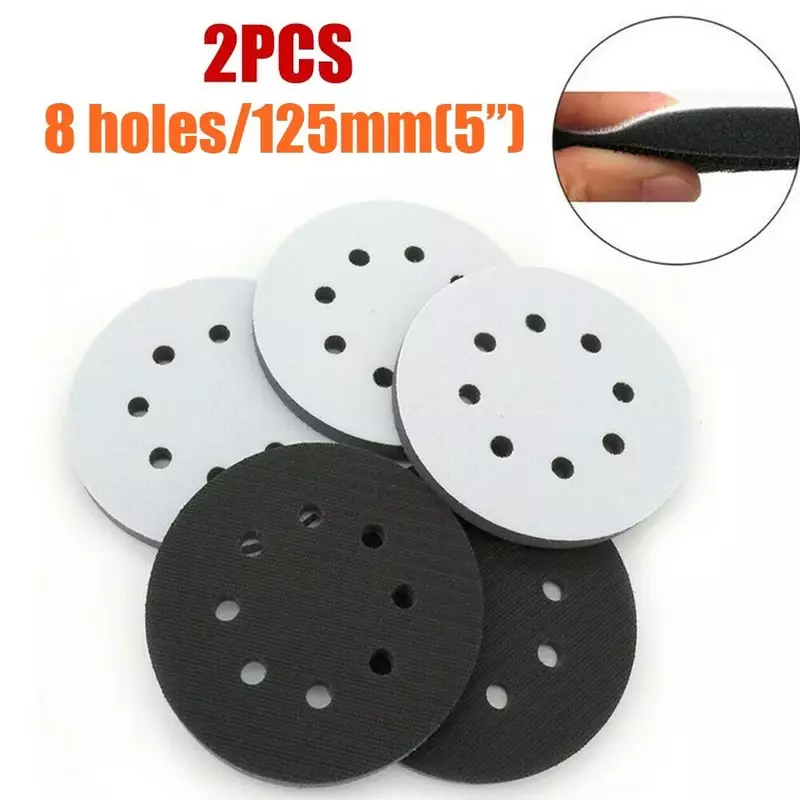 2pcs 5 Inch 125mm 6inch 150mm 8 Holes Hook And Loop Soft Sponge Cushion Buffer Pads For Sanding Disc Orbital Sander Pads