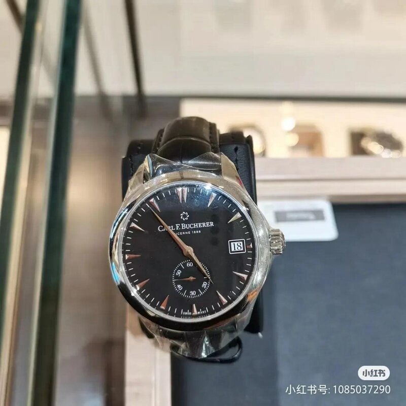 Carl F. Zegarek męski Bucherer Marley Dragon Flyback chronograf szaro-niebieska tarcza zegarek biznesowy