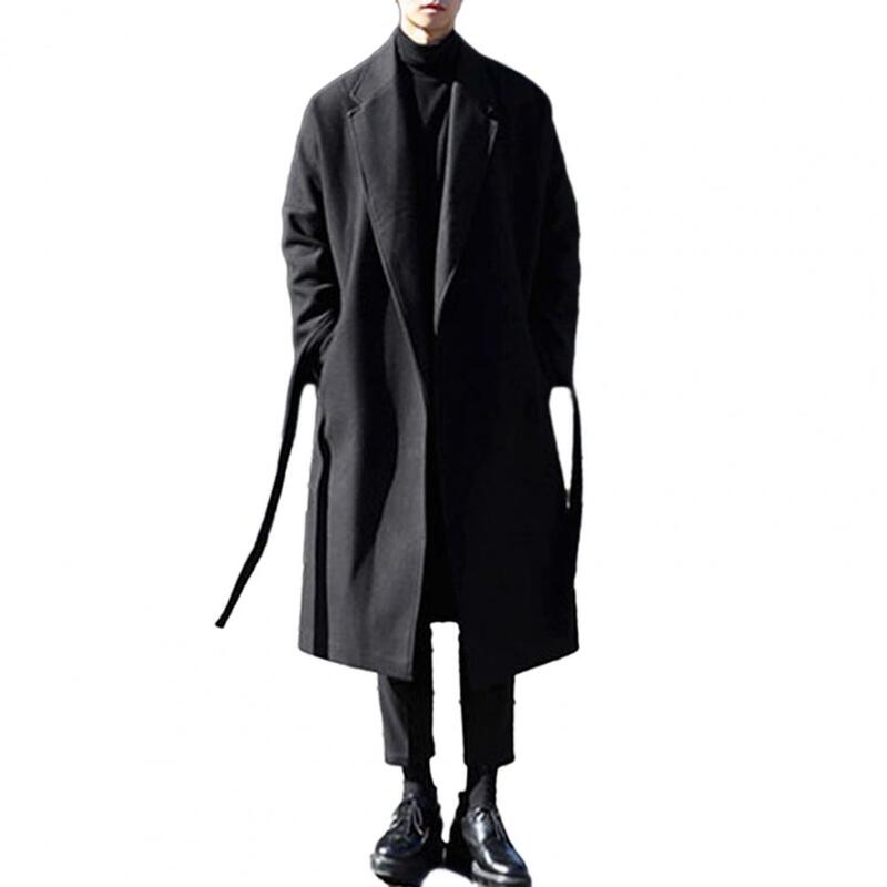 Einfacher, aber stilvoller Herren mantel Stilvoller, lockerer, lässiger, langer Mantel, trend iger Herbst-Wintermantel für einen dienst freien Büro-Look