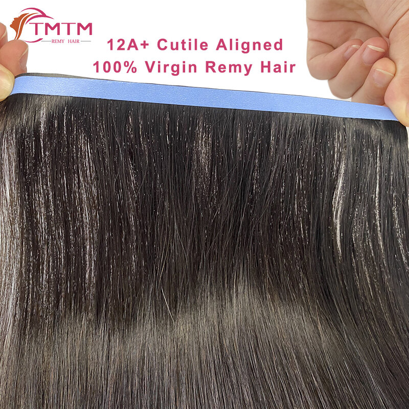 Extensions de cheveux Remy vierges européens, bande de trame de cheveux humains, sans couture, non coupée, 40cm de largeur, 17 couleurs, 25g par pièce