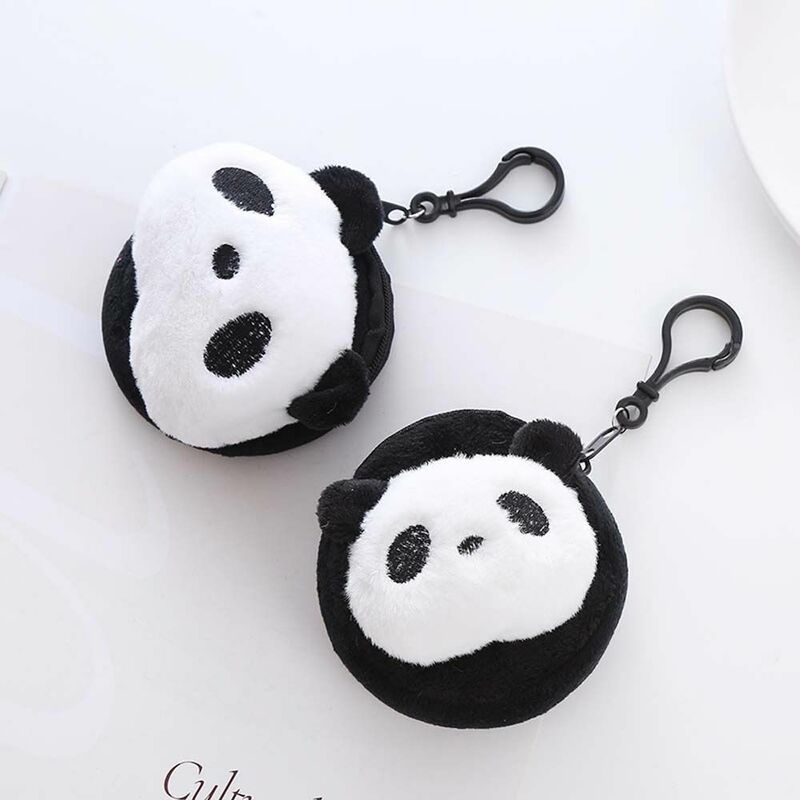 Torebka na monety z pluszowa Panda zwierząt koreańska okrągła portfel z kreskówek torba do przechowywania kart torebka na Mini słuchawki szminki