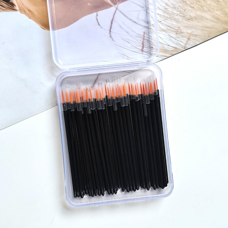 100 Pcs Disposable Makeup Brush Nylon Portable Lip Liner Stick Concealer Eyebrow Eyeliner Brush Nail Sketching Brush
