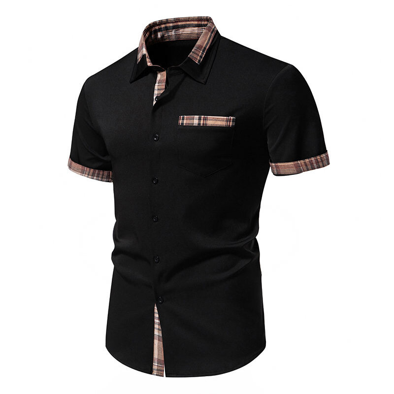Camisa informal de manga corta para hombre, camisa Formal a la moda con cuello a cuadros y botones, novedad de verano, 2024