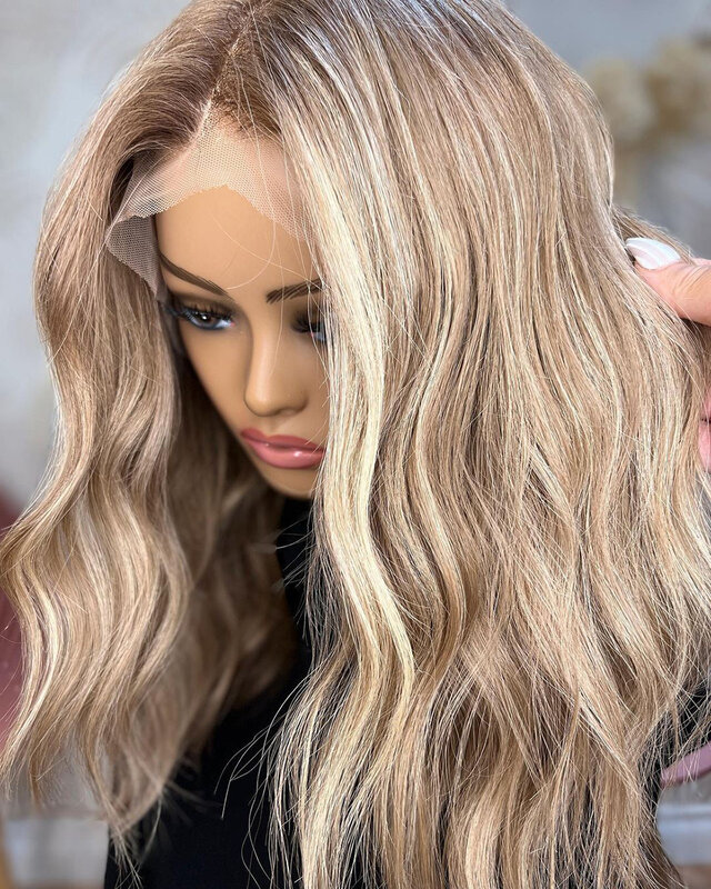Wyróżnij peruka ludzki włos ciało fala kolorowy brązowy Ombre blond brazylijski 360 pełne zamknięcie koronki peruki dla kobiet HD przejrzyste koronki
