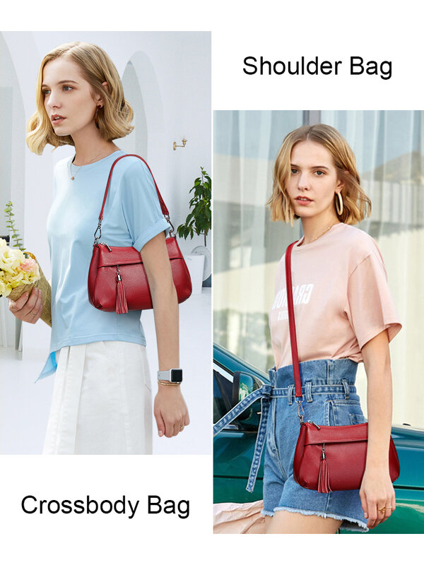 Doleesune bolsa de ombro de couro genuíno das mulheres pequeno mensageiro sacos crossbody para meninas moda casual feminina axilas saco