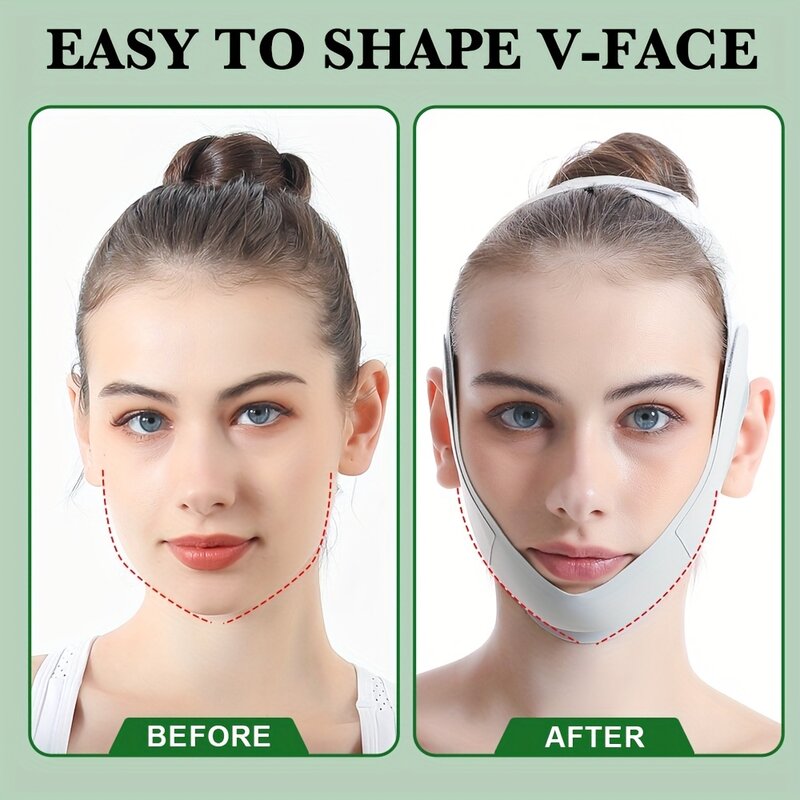 Sabuk pengangkat pipi dan kulit wajah, alat kecantikan perawatan kulit wajah dapat dipakai ulang, perban pelangsing wajah garis V pembentuk wajah wanita