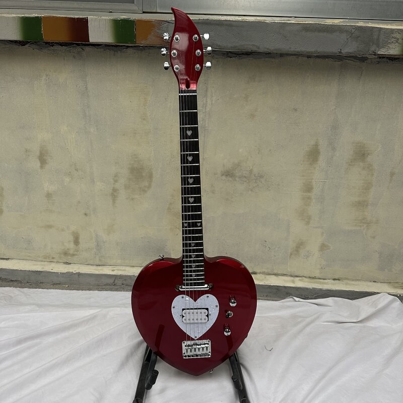 Guitarra elétrica Split em forma de coração, Pearl White, Single e Double Pickups, Love Guitar, Em Stock
