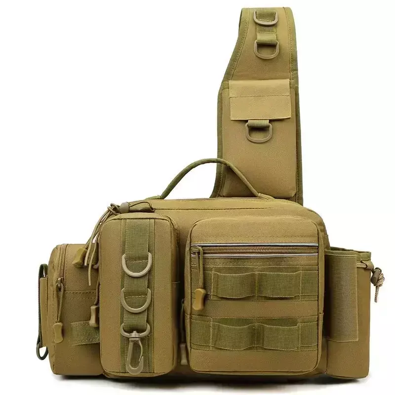 600D Nylon Multi Pocket Pack Waterproof Waist Fishing Bag Large Capacity Fishing Tackle Bags Multi Purpose Shoulder Bags