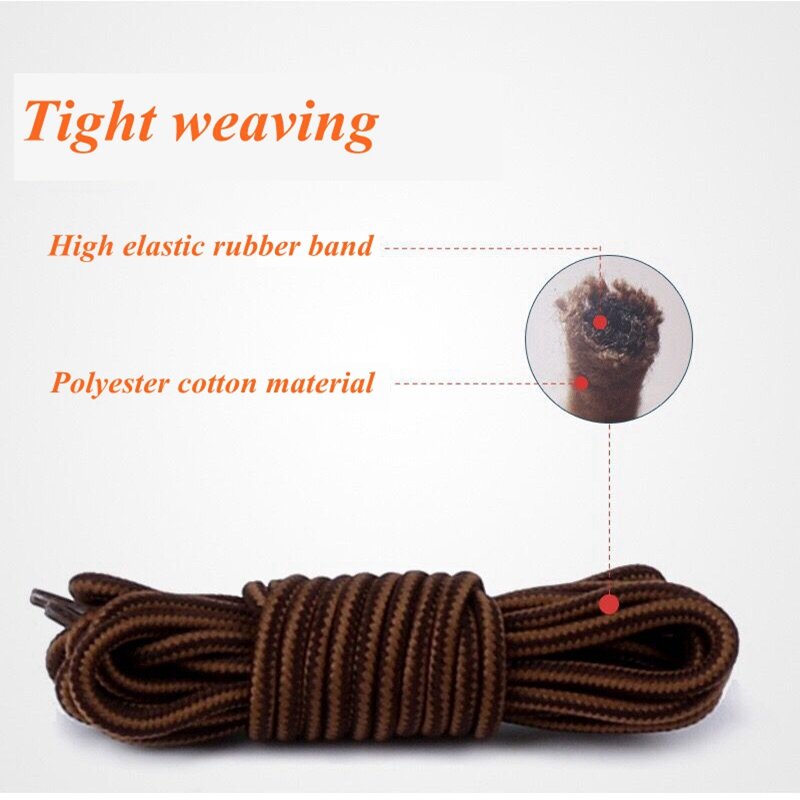 1 Pair Martin Boots Shoe Laces Round Stripe Shoelaces Anti-slip And Wear-resistant Mountain Climbing Sports Shoelace Cotton