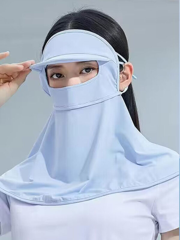 2024 Musim Panas Facekini wanita UPF50 + topi masker tabir surya luar ruangan Anti-Ultraviolet tembus udara penutup wajah tipis