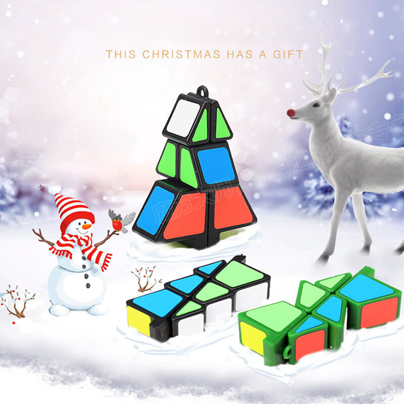 Cubo mágico con Árbol de Navidad para niños, juguetes educativos de aprendizaje, rompecabezas de plástico, decoraciones navideñas, cubo fotográfico mágico