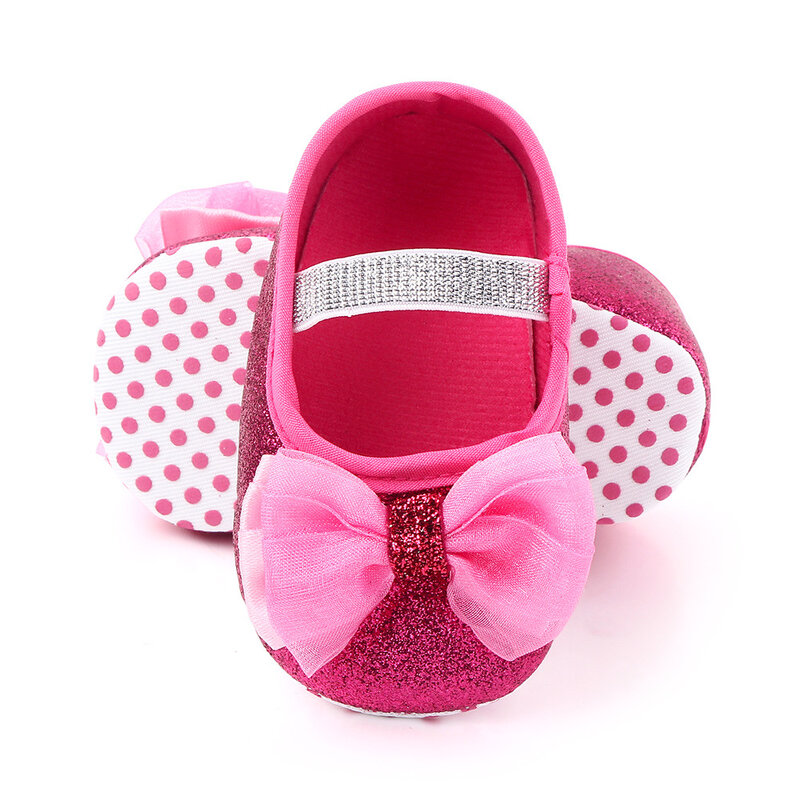 Zapato de princesa con nudo de mariposa para bebé, zapatos antideslizantes de fondo suave para recién nacidos, cuna para primeros pasos, primavera y otoño
