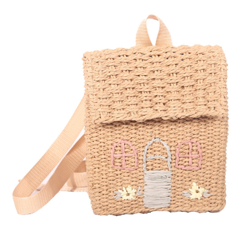 Летняя Детская сумка, милый Плетеный рюкзак, детский пляжный рюкзак, соломенная сумка для девочек, школьный мини-рюкзак для студентов