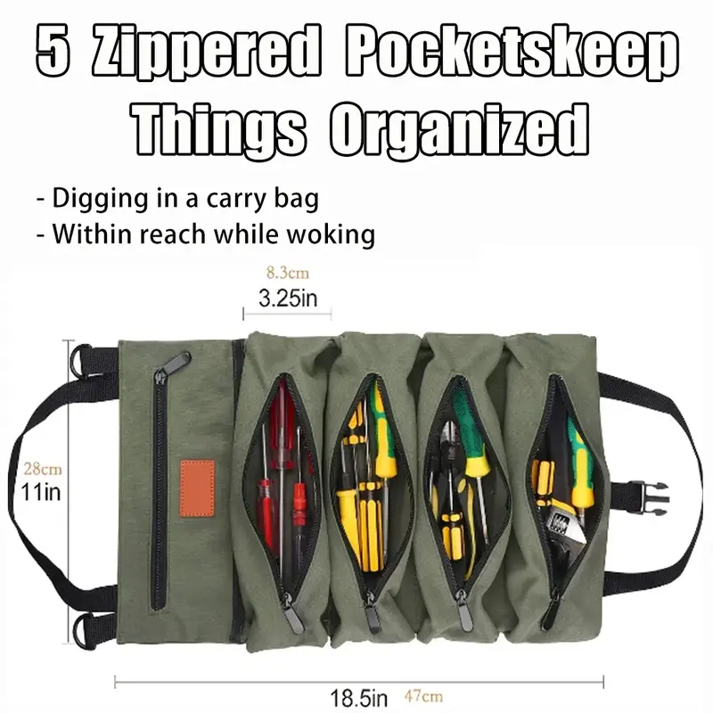 Multi-Purpose Hardware Tool Bag Professional Multi-Pocket Rolled Portable Storage Bag Rolled Waterproof Pliers Tools Storage Bag