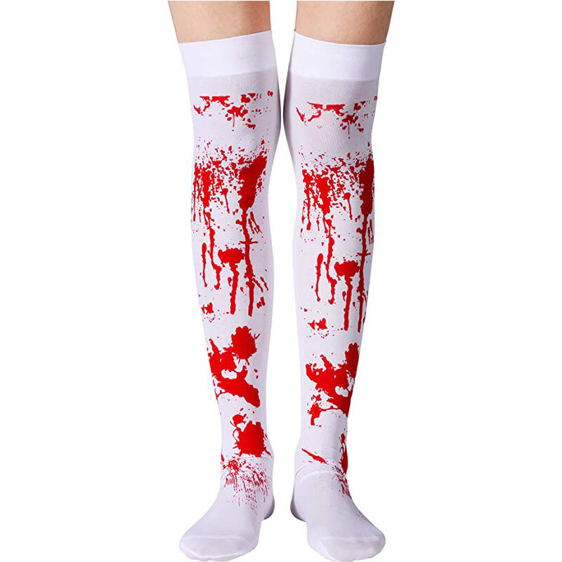 Sarung tangan Pantyhose tulang seram Halloween lucu pria dan wanita stoking cocok kaus kaki darah kerangka pesta Paskah Halloween