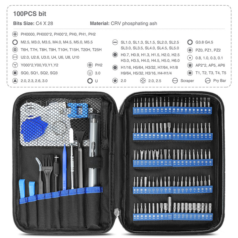 Precision Electric Screwdriver Set 120 in 1 Power Hand Tools Kits Rechargeable Wireless Mini Small Bits for Xiaomi Mobile Repair