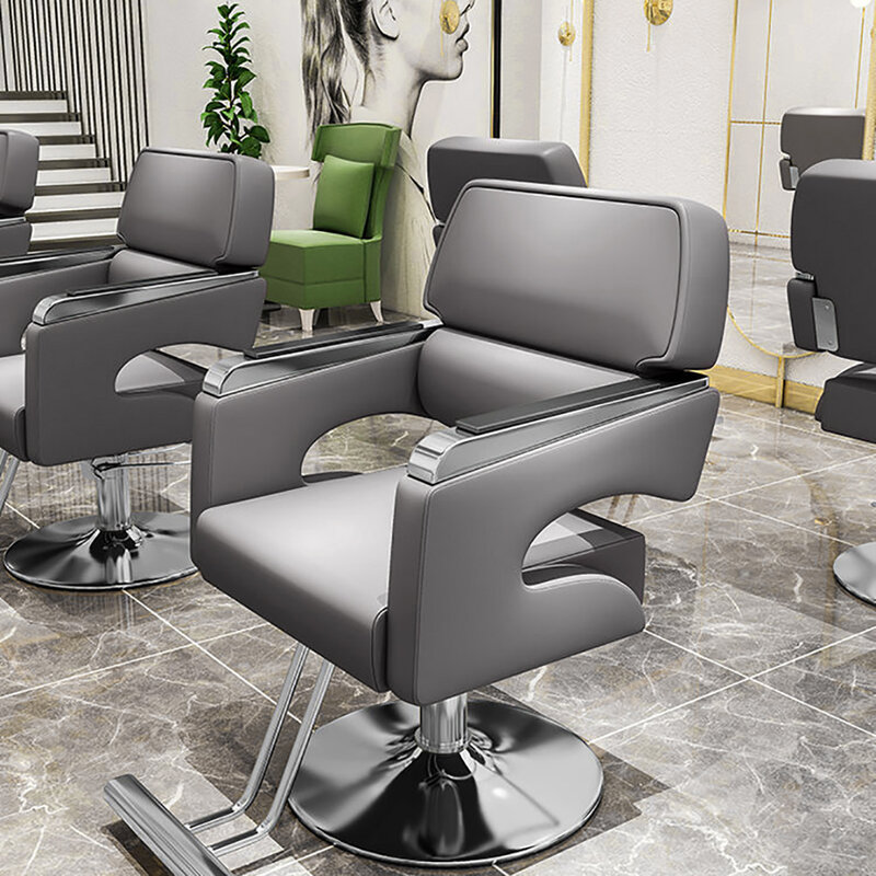 Kursi penata rambut untuk profesional, perlengkapan Salon nyaman Modern desain mewah dapat diatur tata rambut hitam