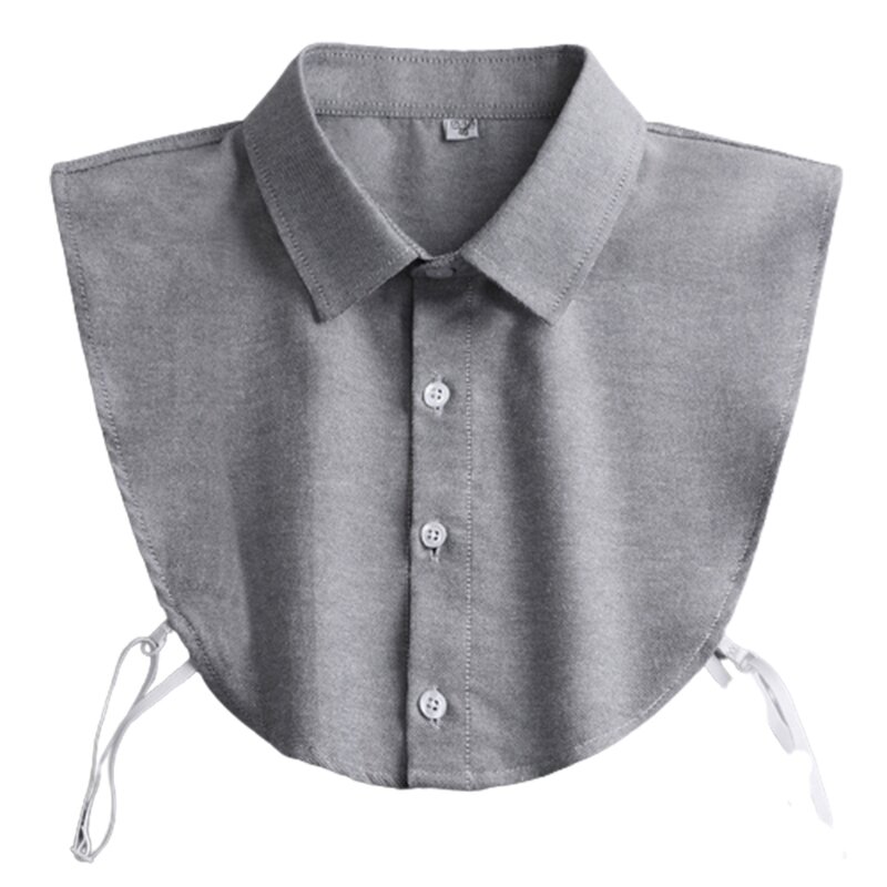Blusa Dickey desmontable Formal de oficina para hombre, cuello falso sencillo de Color sólido con botones, solapa básica de